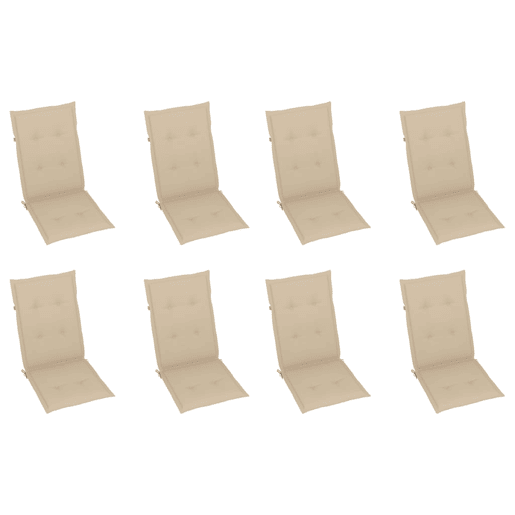 Cadeiras de jardim - Cadeiras de exterior reclináveis c almofadões 8 pcs teca maciça