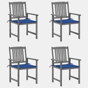 Cadeiras de jardim - Cadeiras de exterior com almofadões 4 pcs acácia maciça cinza