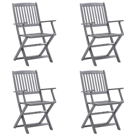 Cadeiras exterior - Cadeiras de jardim dobráveis c almofadões 4 pcs acácia maciça