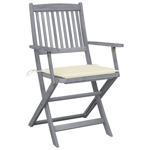 Cadeiras exterior - Cadeiras de jardim dobráveis c almofadões 4 pcs acácia maciça