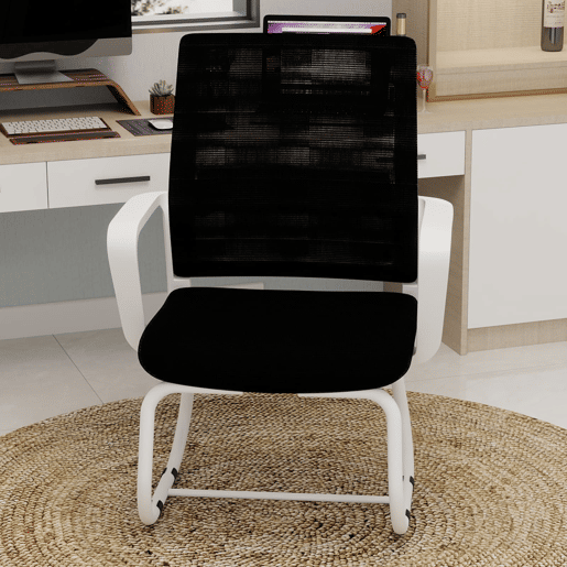 Cadeira de escritório moderna minimalista - Estrutura metálica, assento confortável - PretoBranco