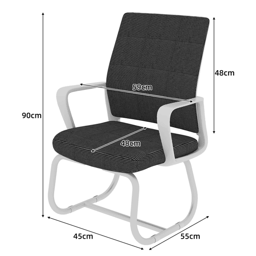 Cadeira de escritório moderna minimalista - Estrutura metálica, assento confortável - PretoBranco