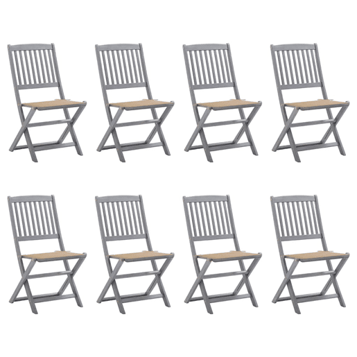 Cadeiras de exterior - Cadeiras de jardim dobráveis 8pcs c almofadões acácia maciça