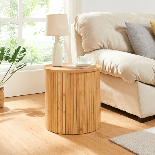 Mesa de apoio Ledepid 40xØ40 cm Natural en.casa