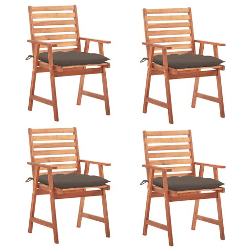 Cadeiras de jantar p jardim - Cadeiras de exterior 4 pcs c almofadões acácia maciça Cadeiras de jantar p jardim - Cadeiras de exterior 4 pcs c almofadões acácia maciça