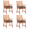 Cadeiras de jantar p jardim - Cadeiras de exterior 4 pcs c almofadões acácia maciça