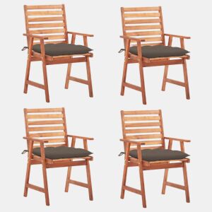 Cadeiras de jantar p jardim - Cadeiras de exterior 4 pcs c almofadões acácia maciça