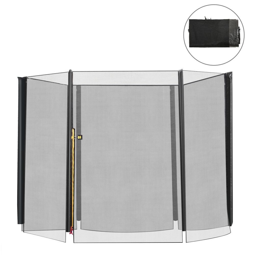 Homcom red de seguridad de reemplazo para trampolín cama elástica redondo ø244 cm para exterior con puerta con cremallera para 6 postes rectos ø244x180 cm negro