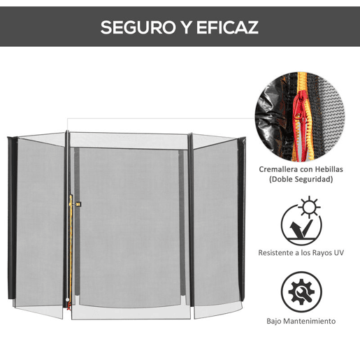 HOMCOM Rede de Segurança para Trampolim Rede de Substituição para Trampolins Ø244x180 cm Preto