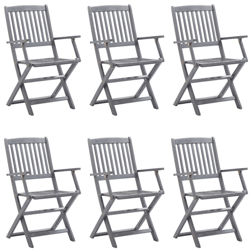 Cadeiras exterior - Cadeiras de jardim dobráveis c almofadões 6 pcs acácia maciça