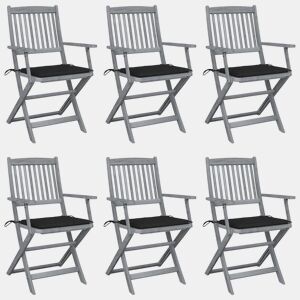Cadeiras exterior - Cadeiras de jardim dobráveis c almofadões 6 pcs acácia maciça