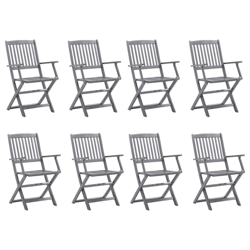 Cadeiras de exterior - Cadeiras de jardim dobráveis 8pcs c almofadões acácia maciça