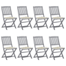 Cadeiras de exterior - Cadeiras de jardim dobráveis 8pcs c almofadões acácia maciça