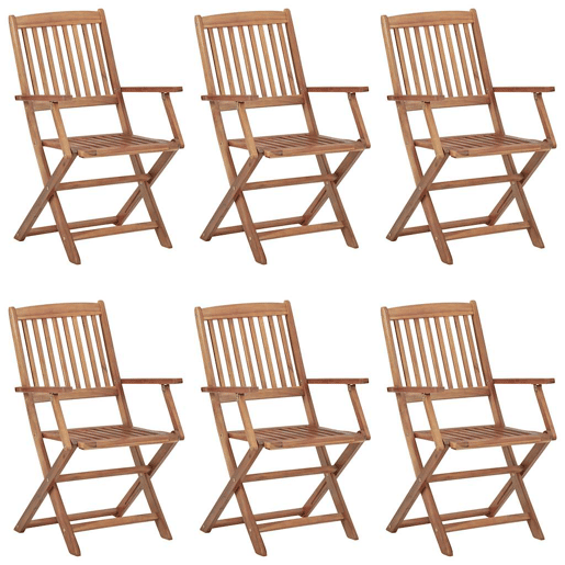 Cadeiras de jardim - Cadeiras de exterior dobráveis c almofadões 6 pcs acácia maciça