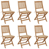 Cadeiras de jardim - Cadeiras de exterior dobráveis c almofadões 6 pcs acácia maciça