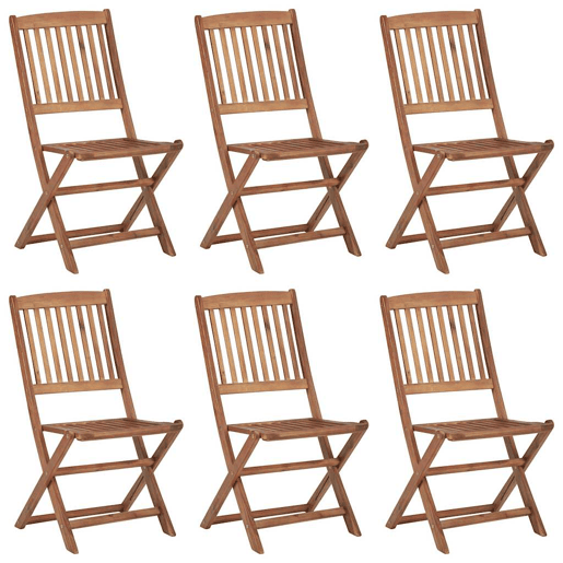 Cadeiras de jardim - Cadeiras de exterior dobráveis c almofadões 6 pcs acácia maciça