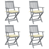 Cadeiras exterior - Cadeiras de jardim dobráveis c almofadões 4 pcs acácia maciça