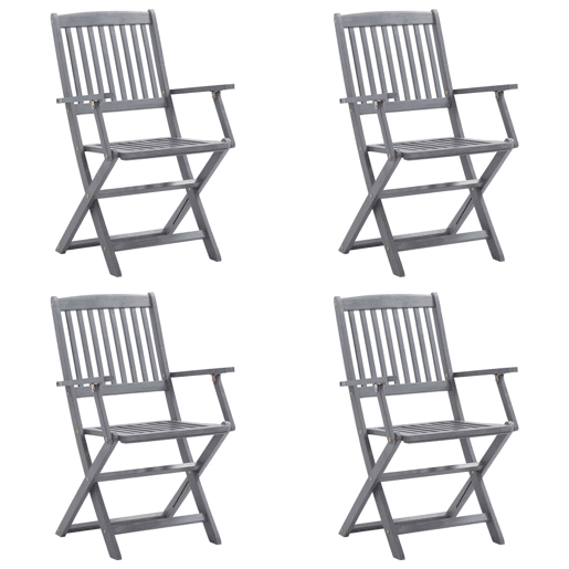 Cadeiras exterior - Cadeiras de jardim dobráveis c almofadões 4 pcs acácia maciça