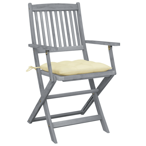 Cadeiras exterior - Cadeiras de jardim dobráveis c almofadões 4 pcs acácia maciça
