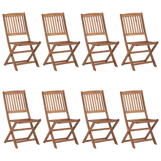 Cadeiras de jardim - Cadeiras de exterior dobráveis 8 pcs c almofadões acácia maciça