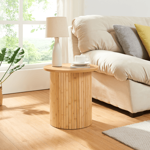 Mesa de apoio Ledepid 40xØ40 cm com tampo saliente Natural en.casa