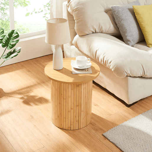 Mesa de apoio Ledepid 40xØ40 cm com tampo saliente Natural en.casa