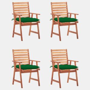 Cadeiras de jantar p jardim - Cadeiras de exterior 4 pcs c almofadões acácia maciça