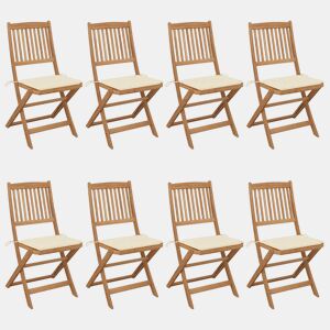 Cadeiras de jardim - Cadeiras de exterior dobráveis 8 pcs c almofadões acácia maciça