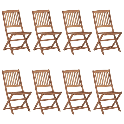 Cadeiras de jardim - Cadeiras de exterior dobráveis 8 pcs c almofadões acácia maciça