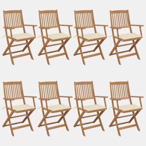 Cadeiras de jardim - Cadeiras de exterior dobráveis 8 pcs c almofadões acácia maciça