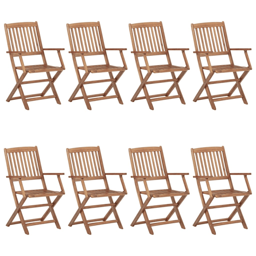 Cadeiras de jardim - Cadeiras de exterior dobráveis 8 pcs c almofadões acácia maciça