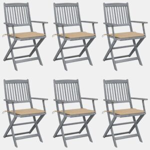 Cadeiras exterior - Cadeiras de jardim dobráveis c almofadões 6 pcs acácia maciça