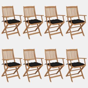 Cadeiras de jardim - Cadeiras de exterior dobráveis 8 pcs c almofadões acácia maciça