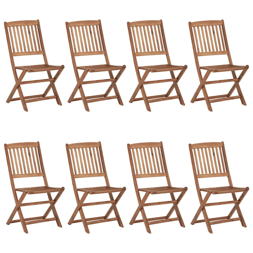 Cadeiras de jardim - Cadeiras de exterior dobráveis 8 pcs c almofadões acácia maciça