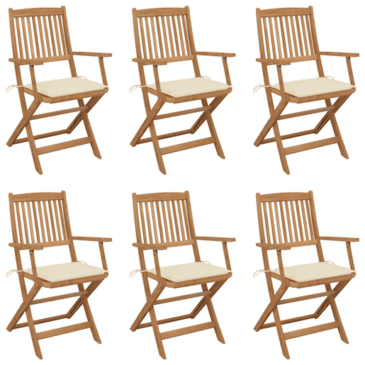 Cadeiras de jardim - Cadeiras de exterior dobráveis c almofadões 6 pcs acácia maciça