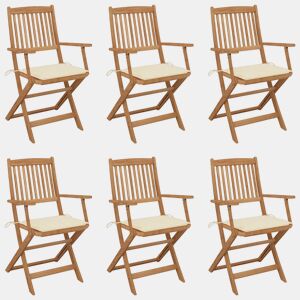 Cadeiras de jardim - Cadeiras de exterior dobráveis c almofadões 6 pcs acácia maciça