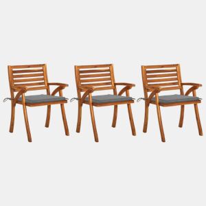Cadeiras jantar p jardim - Cadeiras exterior + almofadões 3 pcs madeira acácia maciça