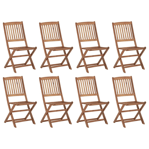 Cadeiras de exterior - Cadeiras de jardim dobráveis c almofadões 8pcs acácia maciça