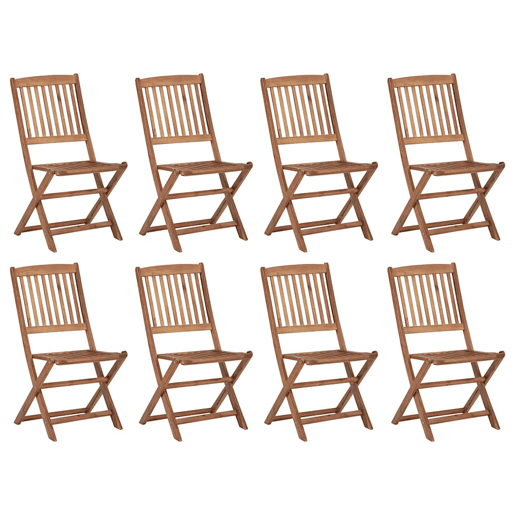 Cadeiras de exterior - Cadeiras de jardim dobráveis c almofadões 8pcs acácia maciça