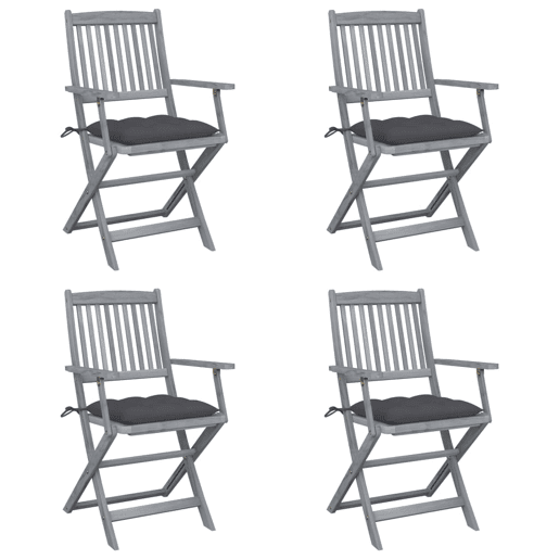 Cadeiras exterior - Cadeiras de jardim dobráveis c almofadões 4 pcs acácia maciça