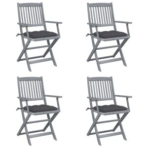 Cadeiras exterior - Cadeiras de jardim dobráveis c almofadões 4 pcs acácia maciça