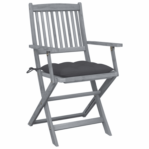 Cadeiras exterior - Cadeiras de jardim dobráveis c almofadões 4 pcs acácia maciça