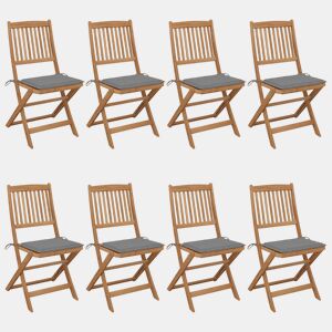 Cadeiras de jardim - Cadeiras de exterior dobráveis 8 pcs c almofadões acácia maciça