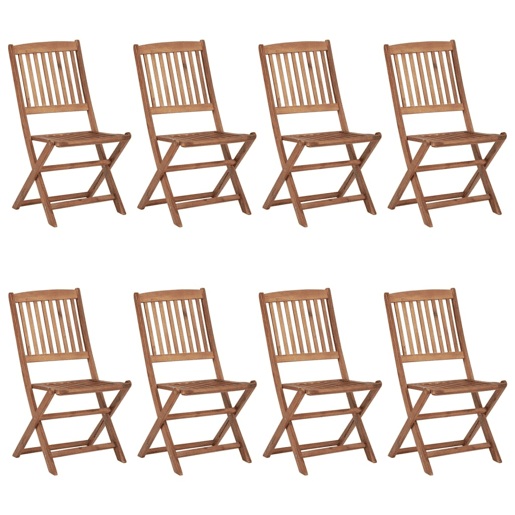 Cadeiras de jardim - Cadeiras de exterior dobráveis 8 pcs c almofadões acácia maciça