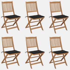 Cadeiras de jardim - Cadeiras de exterior dobráveis c almofadões 6 pcs acácia maciça
