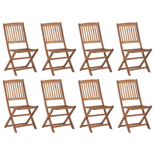 Cadeiras de exterior - Cadeiras de jardim dobráveis c almofadões 8pcs acácia maciça