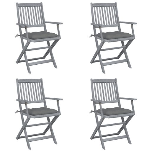 Cadeiras exterior - Cadeiras de jardim dobráveis c almofadões 4 pcs acácia maciça