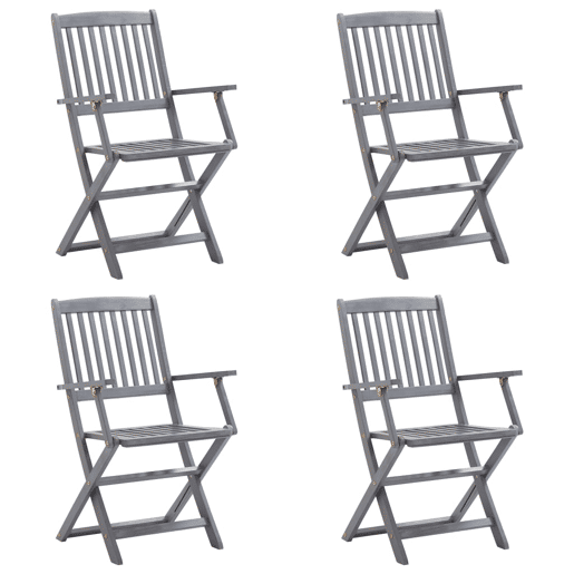 Cadeiras exterior - Cadeiras de jardim dobráveis c almofadões 4 pcs acácia maciça