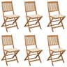 Cadeiras de jardim - Cadeiras de exterior dobráveis c almofadões 6 pcs acácia maciça