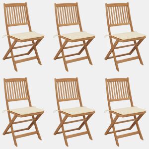 Cadeiras de jardim - Cadeiras de exterior dobráveis c almofadões 6 pcs acácia maciça